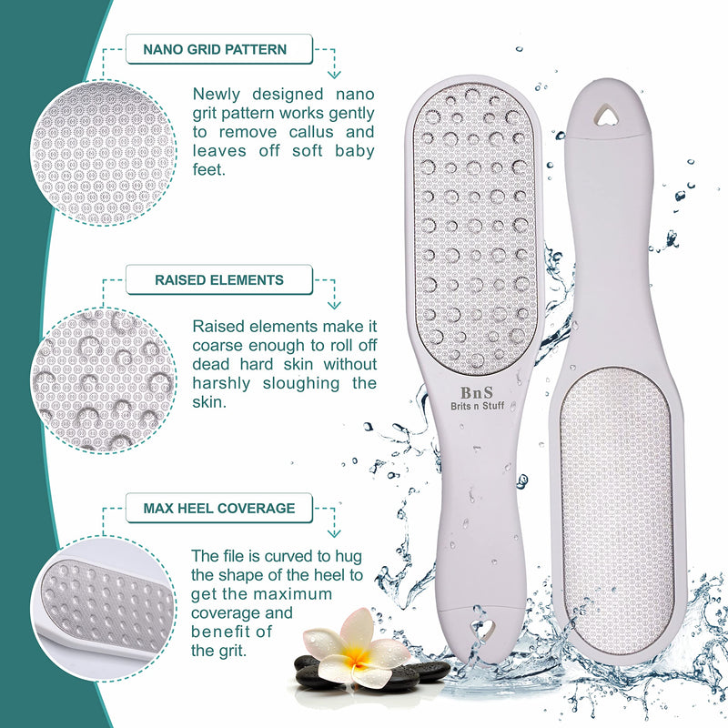 [Australia] - 3-in-1 Pedicure Foot File for Hard Skin Professional - Anti-Rust Steel Callus Remover for Cracked Heels - Easy to Utilize & Anti-Skid Design - Feet Care Tool for Wet & Dry Use- BRITS N STUFF 