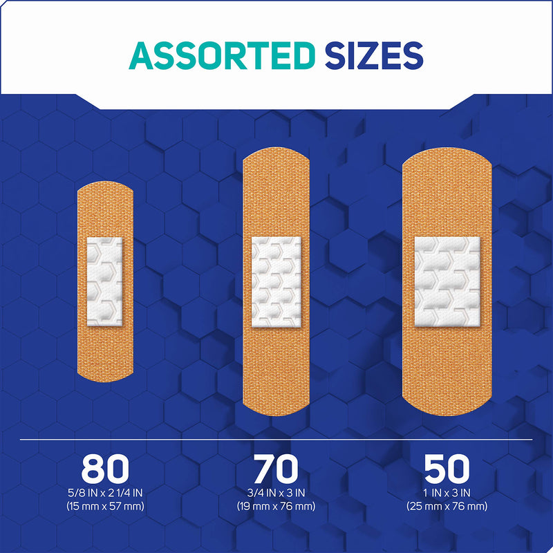 [Australia] - Care Science Antibacterial Fabric Adhesive Bandages, 200 ct Bulk Assorted Sizes | Flexible + Breathable Protection Helps Prevent Infection for First Aid and Wound Care 200 Count (Pack of 1) 