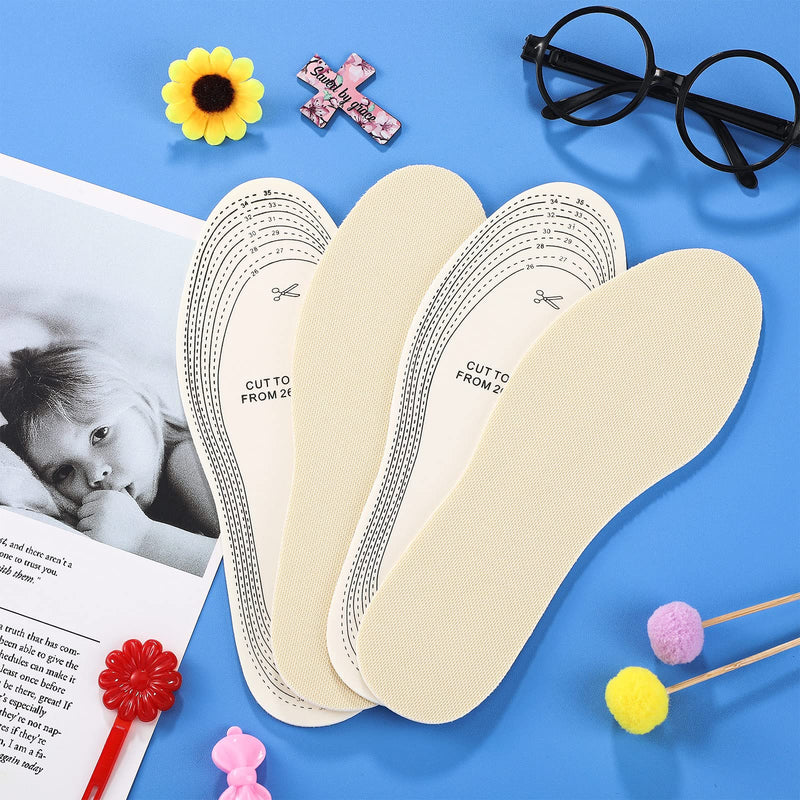 [Australia] - 2 Pairs Kids Sole Insoles Shoe Insoles Women Toddler Shoe Filler Children Memory Sponge Insoles Breathable Latex Shoe Inserts, Cutting Size Soft Washable Replacement Insole for Spring Summer (Beige) Beige 