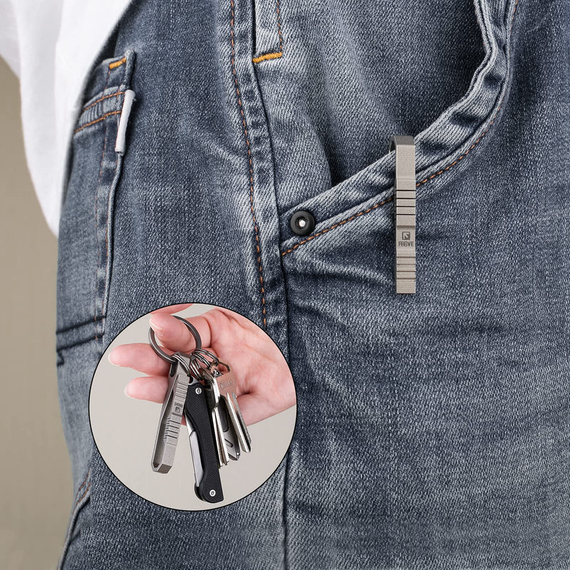 [Australia] - TISUR Keychain Pocket Clip, Quick and Easy Access to Keys, Titanium Key Holder with Detachable Keyring, Gifts for Men Women 25mm Ti Ring 