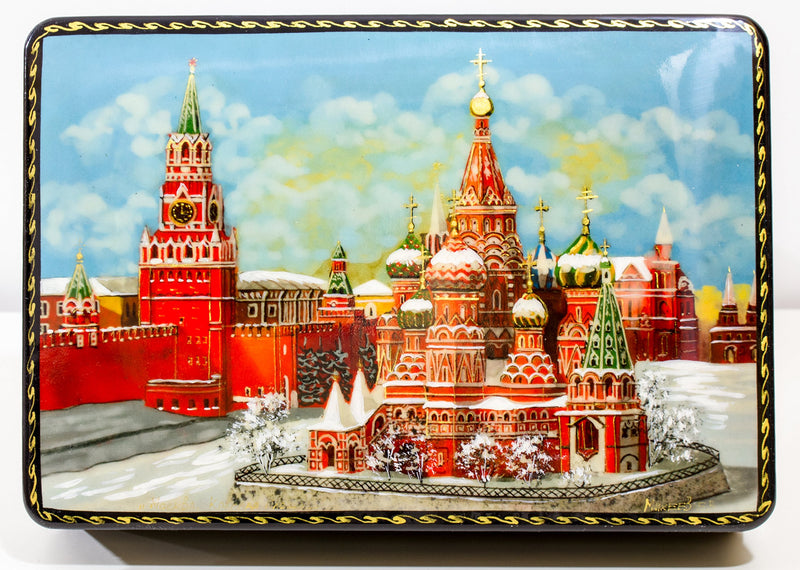 [Australia] - craftsfromrussia Russian Lacquer Miniature - Jewelry Trinket Box - Moscow at Winter - Big Size - Hand Painted in Russia (Big, Style K) 