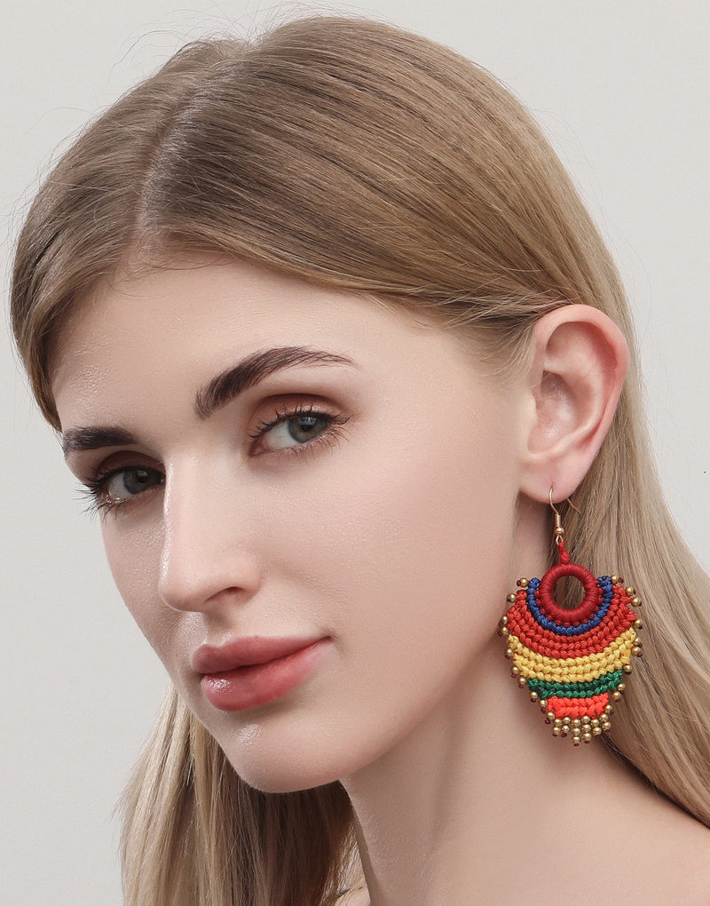 [Australia] - 4 Pairs Bohemian Drop Dangle Earrings for Women Girls, Boho Long Wax Rope Tassel Stone Shell Earrings Set for Ladies Girl Style: #1 