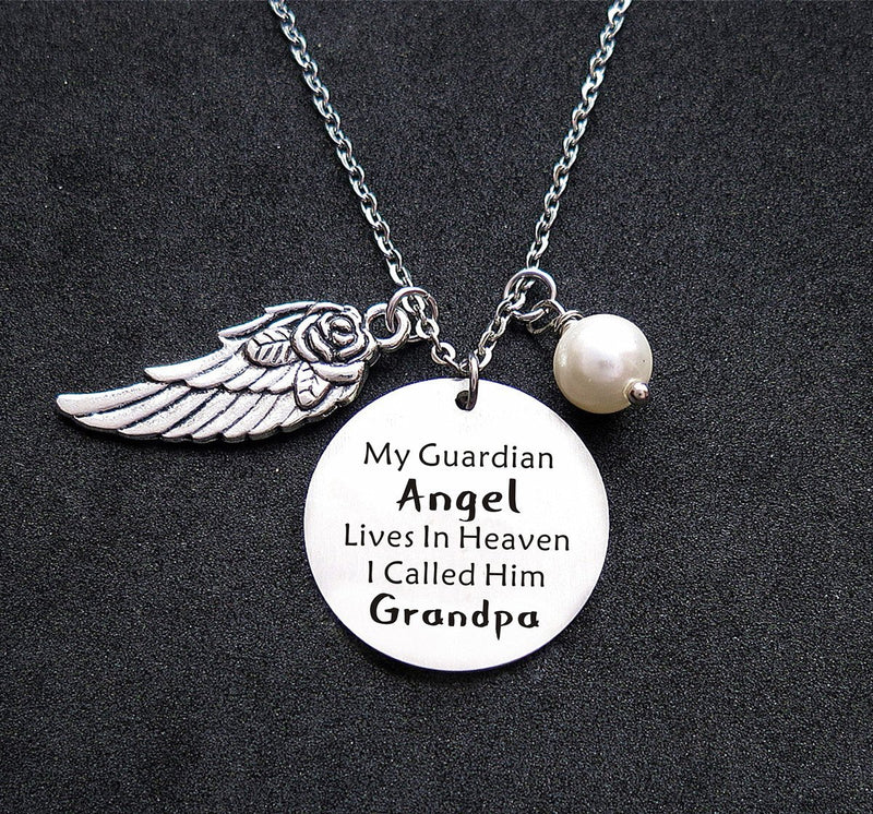 [Australia] - liduola Grandpa Memorial Gifts - My Guardian Angel Lives in Heaven I Called Him Grandpa - in Memory of Grandpa Cremation Necklace Grandfather Remembrance Gifts 