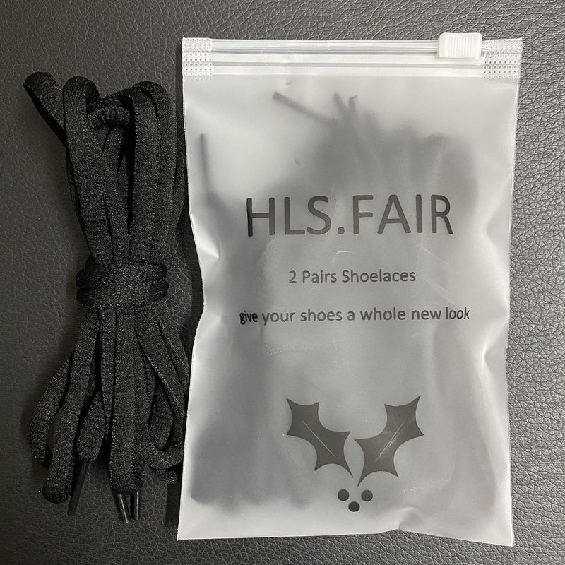 [Australia] - HLS.FAIR Oval Shoe Laces Set of 2 Pairs 1/4" Athletic Shoelaces,Sneakers Shoe Strings for Men Women Kid Black 39.37inch (100cm) 