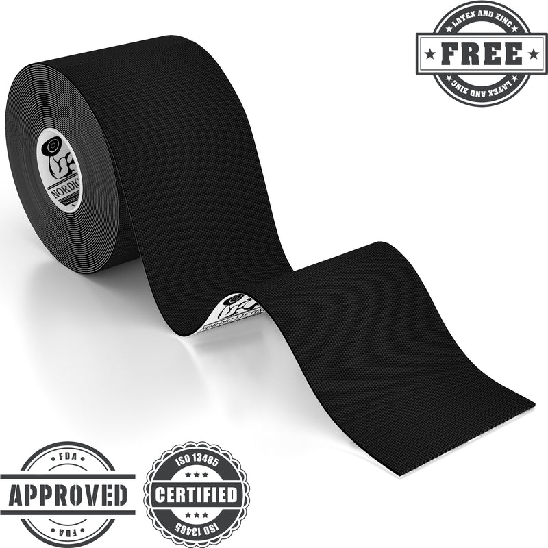 [Australia] - Kinesiology Tape - Pro Sports & Athletic Taping for Knee, Shin Splints, Shoulder and Muscle - 2" X 16.4' Uncut Roll (Black) Black 