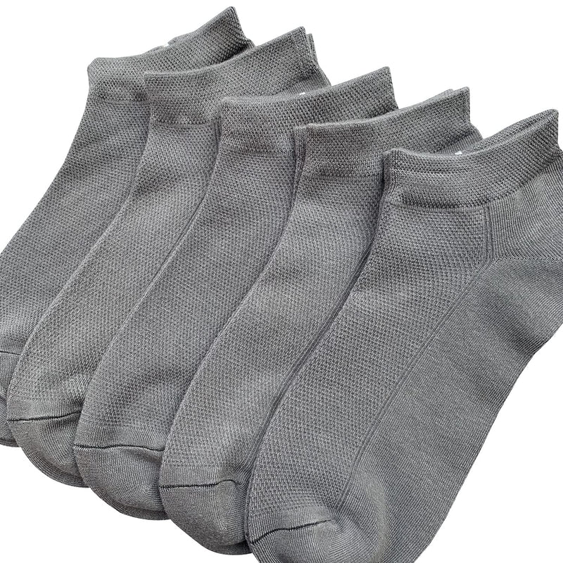 [Australia] - Bamboo School Socks Ankle Super Soft School Kids Socks Stretch Cuffs Athletic Socks Odor Resistant Anti-odor 5 Pairs Dark Grey Medium 