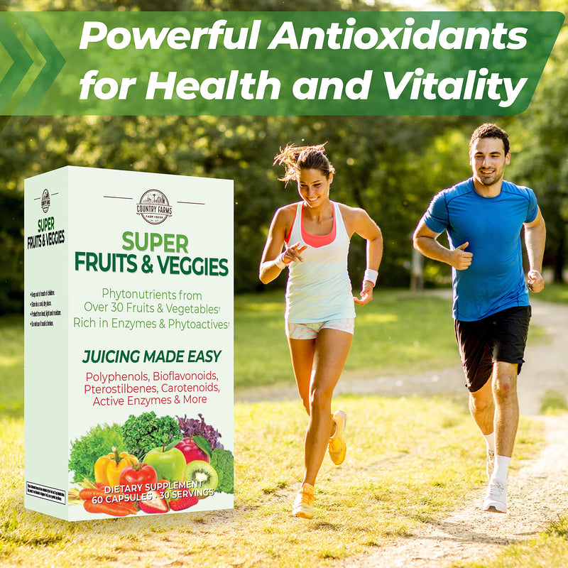 [Australia] - Country Farms Super Fruit and Veggies Capsules, 30 Fruits and Vegetables, 30 Servings, 60 Count (Pack of 1) 