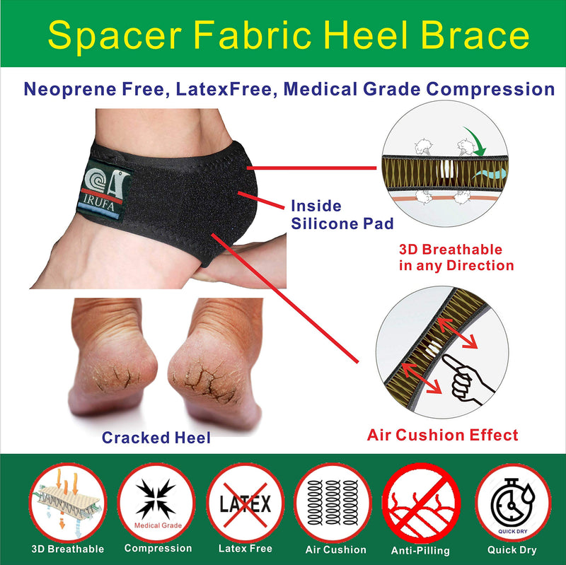 [Australia] - New 3D Breathable Patented Spacer Fabric Silicone Gel Heel Pain, Heel Support, Cracked heel, Black, One Size Fit Most, One PCS 