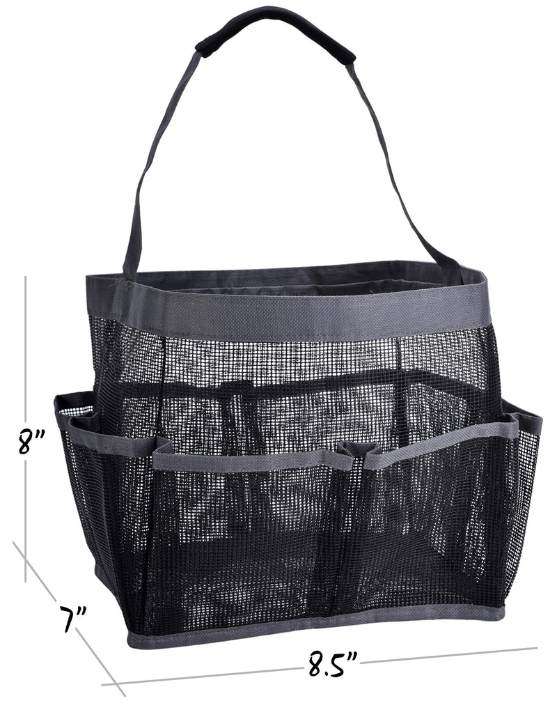 [Australia] - Mesh Shower Bag - Easily Carry and Organize Your Bathroom Accessories and Toiletry Essentials While Taking a Shower. (9-Pockets | Black) 