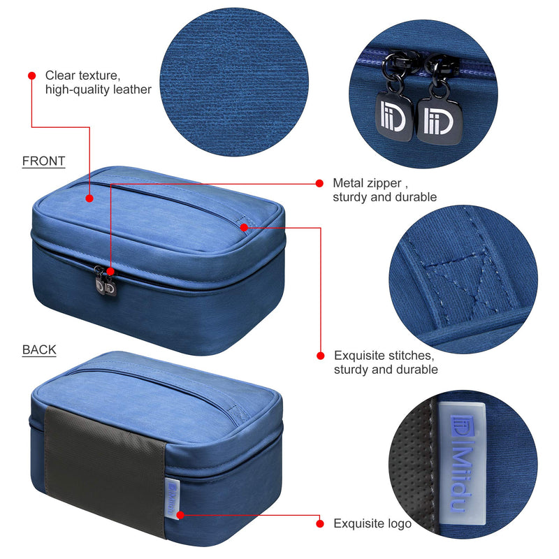 [Australia] - Travel Cosmetic Bag Portable Makeup Bruches Case Waterproof Toiletries Organizer Bag With An Extra Removable Zipper Pouch Blue 