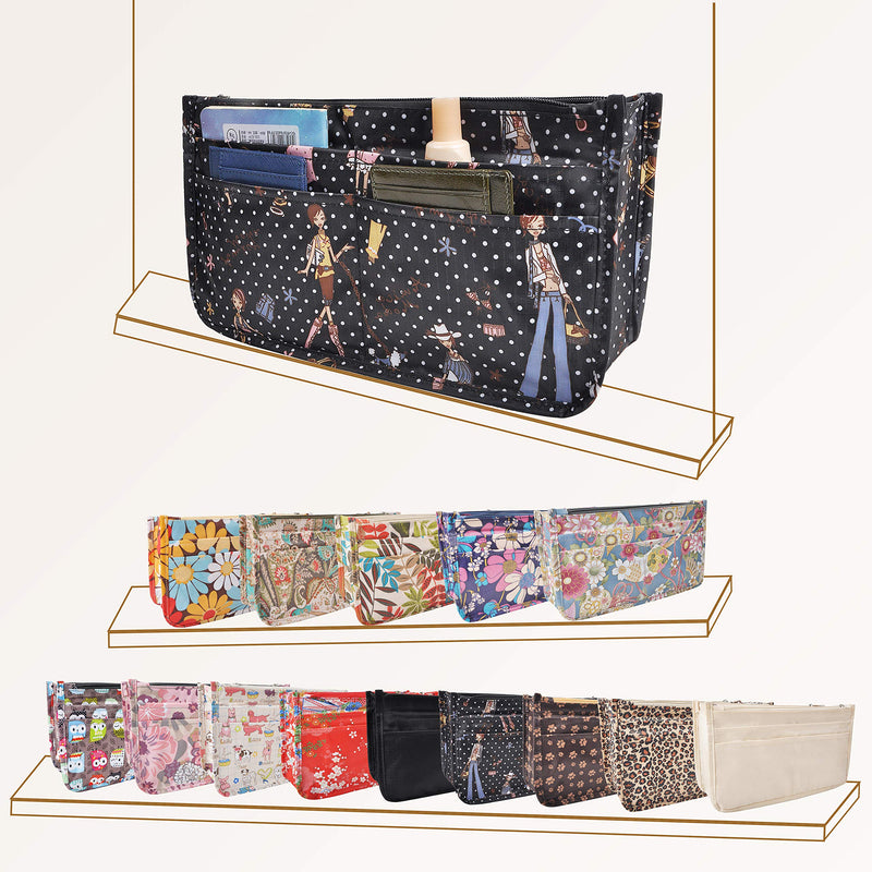 [Australia] - Vercord Purse Handbag Tote Pocketbook Bag Organizer Insert with Zipper Handle for Women Patterned Clear 2 Size Medium Beauty 