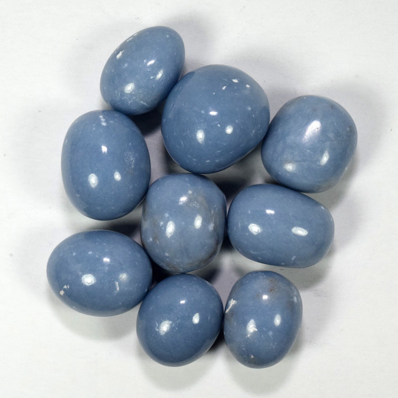 [Australia] - Blue Angelite Cabochon Pebble Natural Polished Angel Stone Crystal Angelic Mineral Cab from Peru - 5PCS 5 