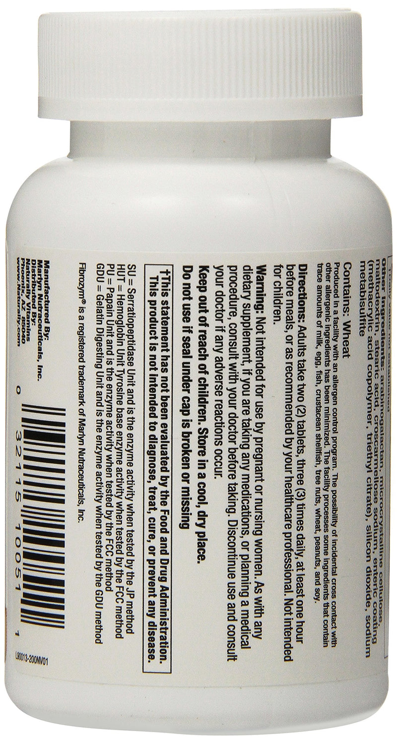 [Australia] - Naturally Vitamins Fibrozym Systemic Protease Supplement with Serratiopeptidase, 200 Tablets, N10051 