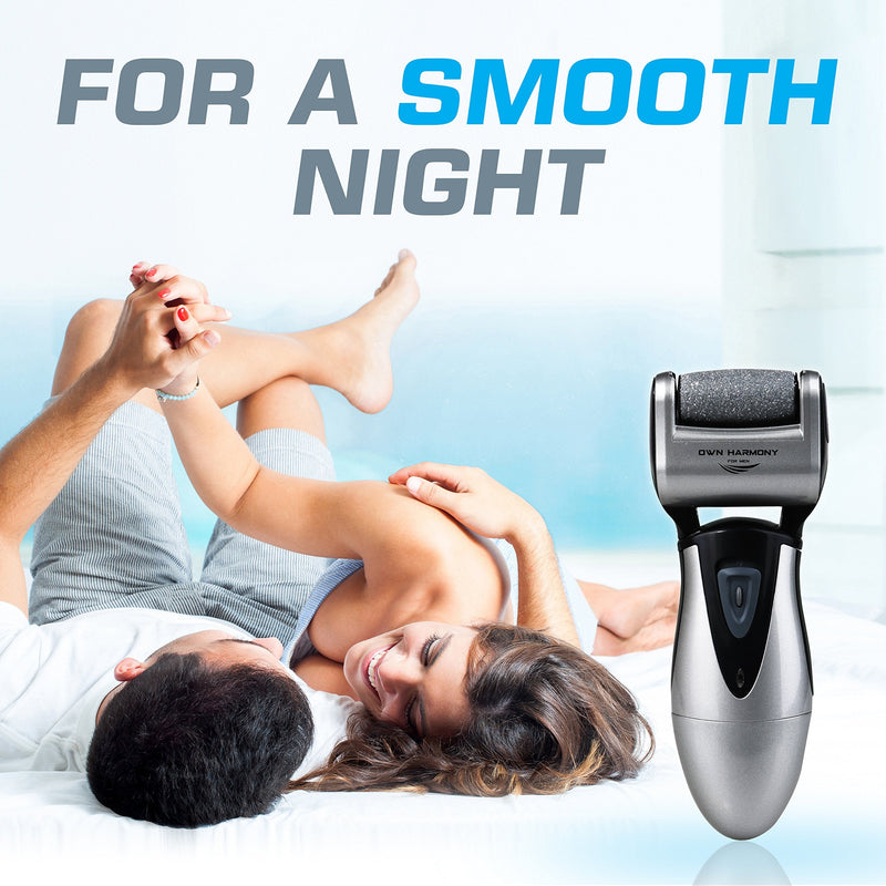 [Australia] - Electric Foot Callus Remover, Feet Scrubber: Own Harmony Rechargeable Mens Pedicure Tools Kit, Professional Electronic Foot Care File, Best for Hard Cracked Dead Skin and Powerful Pedi Spa, 3 Rollers Gray 