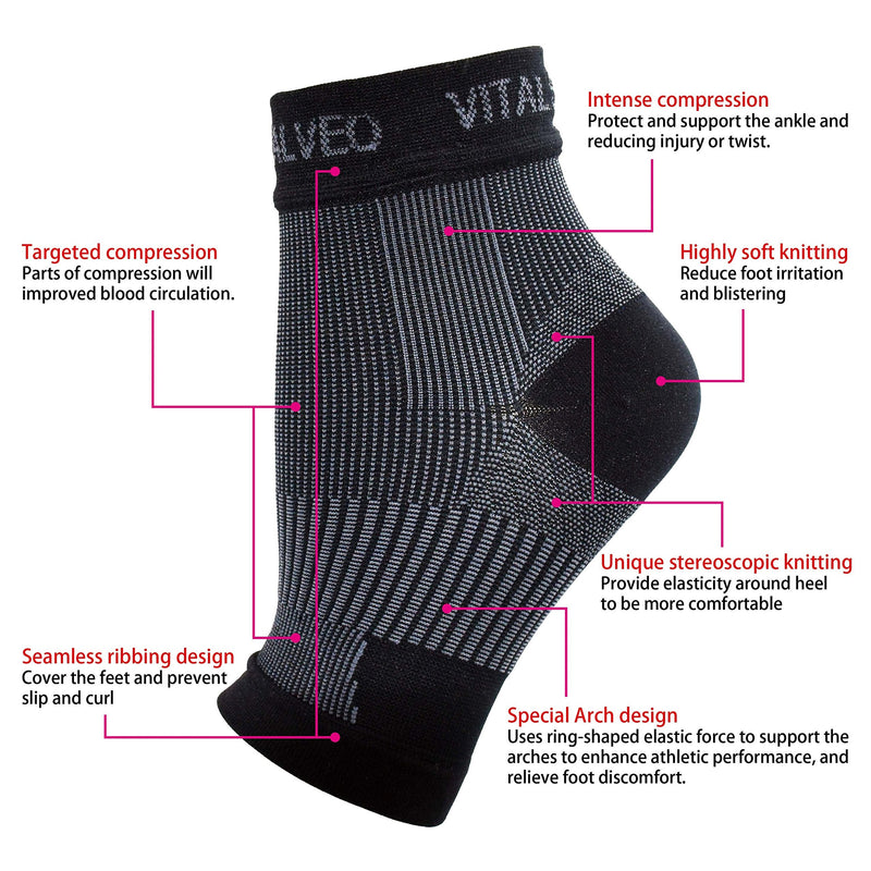 [Australia] - Vital Salveo- Germanium Recovery Plantar Fasciitis Ankle Socks Best Foot Compression Sleeves for Injury Recovery, Joint Pain, Increase Blood Circulation, Reduce Foot Swelling, Arch Pain Relief-M(Pair) Medium 