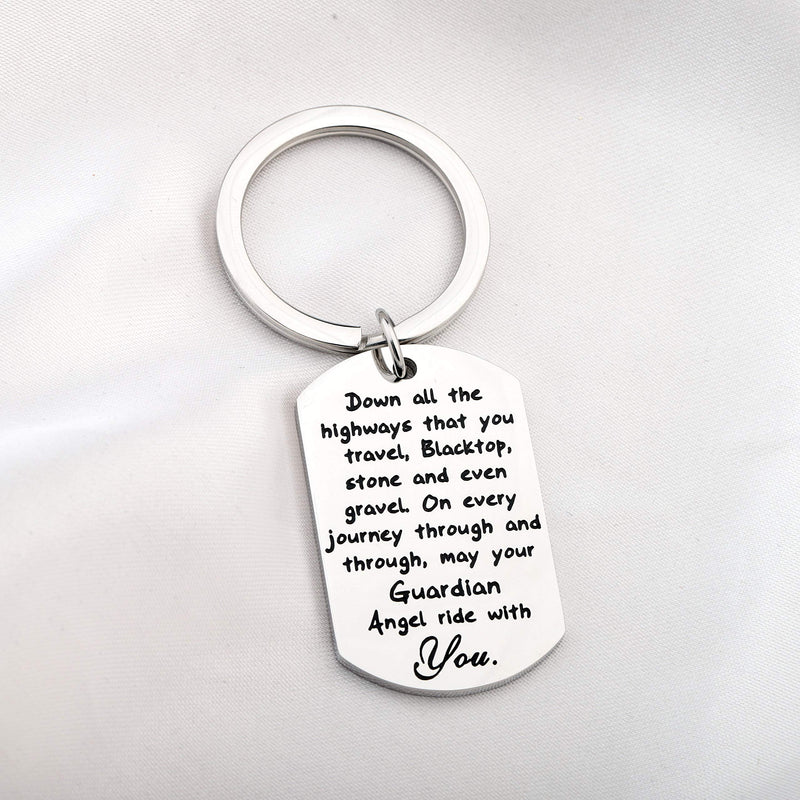 [Australia] - FUSTMW Car Owner Gift Drive Safe Keychain May Your Guardian Angel Ride With You Car Lover Gift 