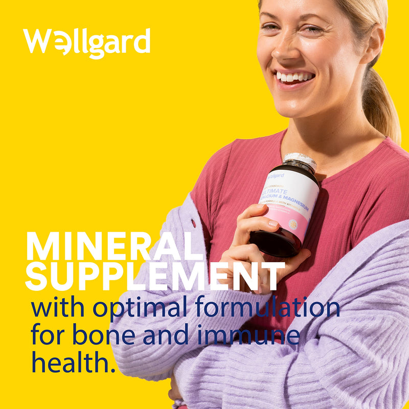 [Australia] - Vegan Calcium Magnesium Zinc and Vitamin D Capsules by Wellgard - Calcium Supplement, Calcium Tablets with Phosphorus, Manganese, Selenium, Copper, Made in UK 