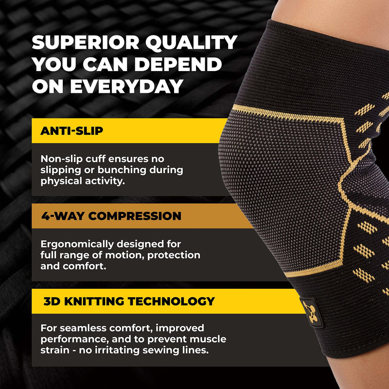 [Australia] - Knee Compression Sleeve PRO for Men & Women - Knee Brace For weightlifting, Sports Injury & Knee Support - Helps Blood Flow, Pain Relief & Management - Copper-Infused Nylon by CopperJoint (Large) Large Knee Sleeve PRO 