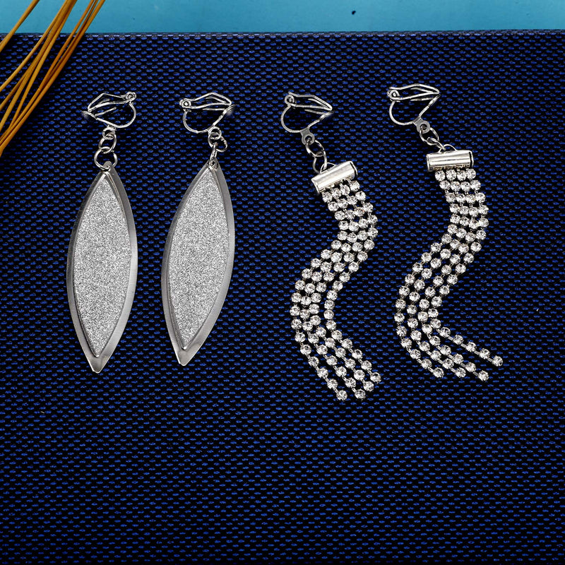 [Australia] - 15 Pairs Wholesale Clip on Earrings for Women Fashion-Celtic Knot Earrings,Long Bar Earrings,Tear Drop Earrings Clip on Hoop Earrings for Women-Clipon Earrings for Women and Teen Girls #1 