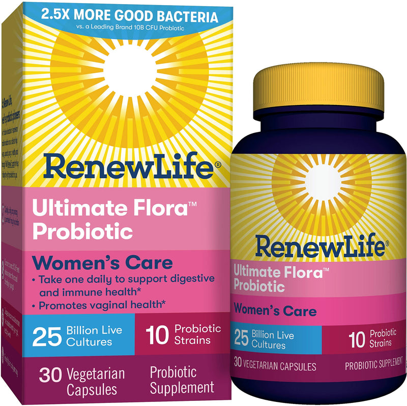 [Australia] - Renew Life Women's Probiotics 25 Billion CFU Guaranteed, 12 Strains, Shelf Stable, Gluten Dairy & Soy Free, 30 Capsules, Ultimate Flora Women's Care Beige 30 Count (Pack of 1) 