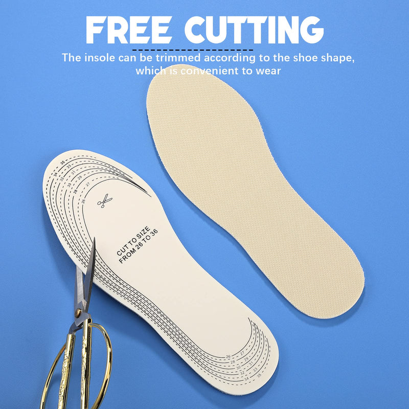 [Australia] - 2 Pairs Kids Sole Insoles Shoe Insoles Women Toddler Shoe Filler Children Memory Sponge Insoles Breathable Latex Shoe Inserts, Cutting Size Soft Washable Replacement Insole for Spring Summer (Beige) Beige 