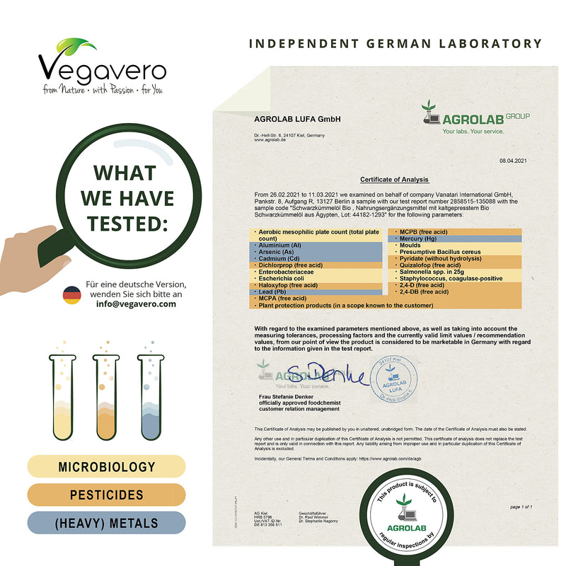 [Australia] - Black Cumin Seed Oil Vegavero® | 100% Organic | 180 Vegan Capsules (GreenCaps®) | Cold Pressed Nigella Sativa | No Additives 