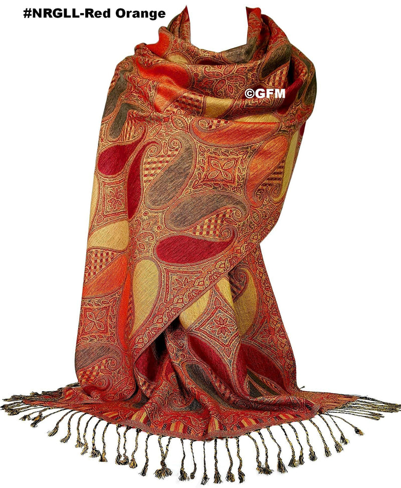[Australia] - GFM Paisley Mosaic Pattern Pashmina Style Scarf (PMSC) Pmsc-nrgll-red Orange 