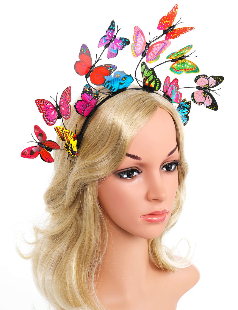 [Australia] - Coucoland Butterfly Fascinator Hat Kentucky Derby Fascinators Boho Style Headband Butterfly Headpiece A-colorful 