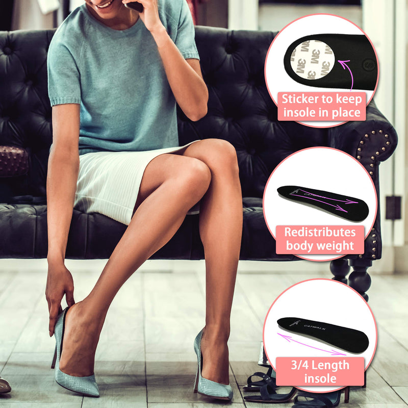 [Australia] - FootActive CATWALK - ¾ Length Premium Fashion Insoles for Ball of Foot Pain Relief with Gentle Arch Support and Metatarsal Raise 7/8.5 UK 