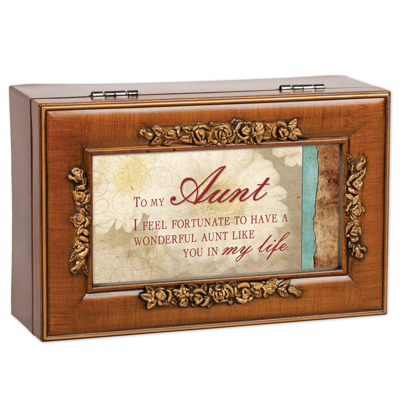 [Australia] - Cottage Garden Aunt Fortunate to Have You Woodgrain Embossed Jewelry Music Box Plays Wonderful World 