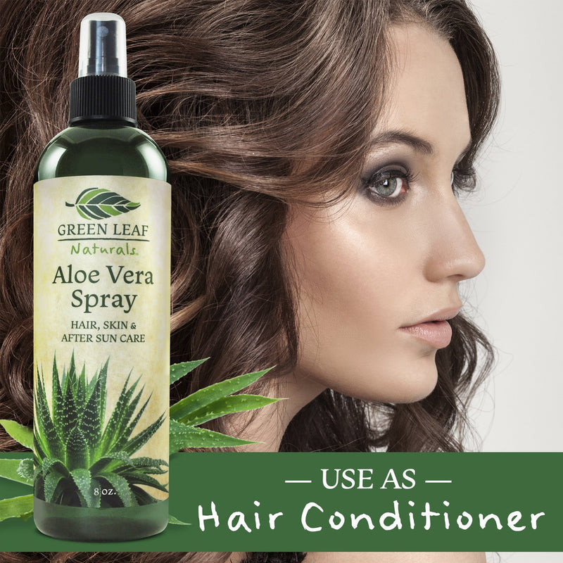 [Australia] - Green Leaf Naturals Organic Aloe Vera Gel Spray for Skin, Hair, Face, After Sun Care and Sunburn Relief - 99.8% Organic - 100% Pure and Natural Skin Care Moisturizer - Unscented, 8 ounces 8 Ounce (Pack of 1) 