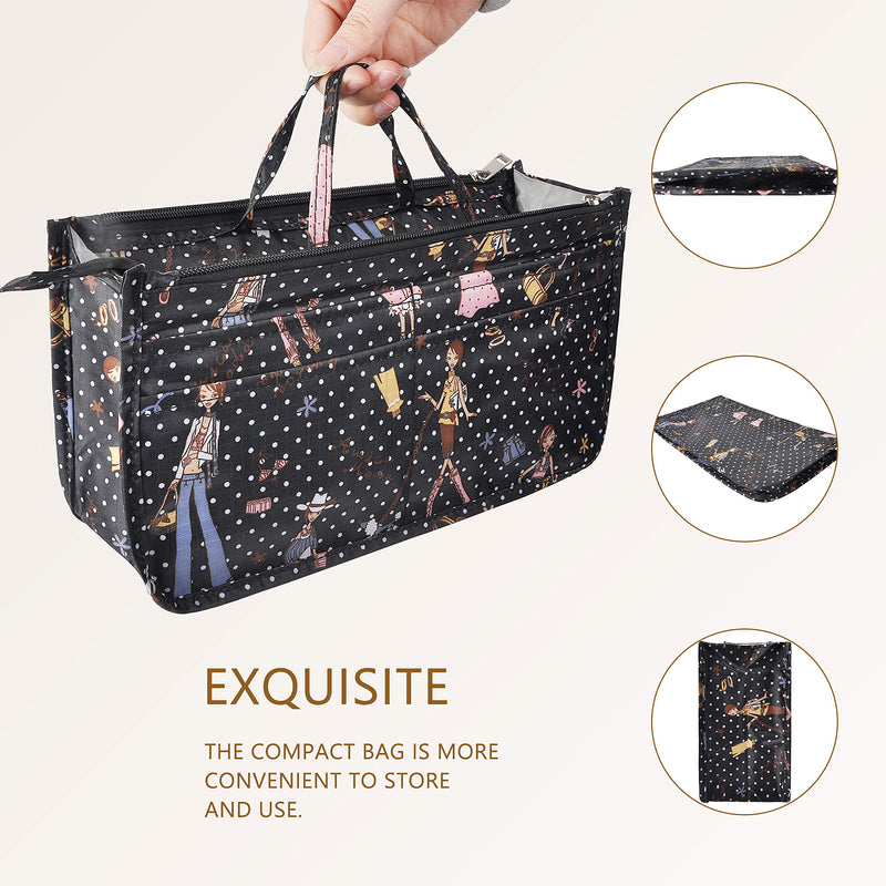 [Australia] - Vercord Purse Handbag Tote Pocketbook Bag Organizer Insert with Zipper Handle for Women Patterned Clear 2 Size Medium Beauty 