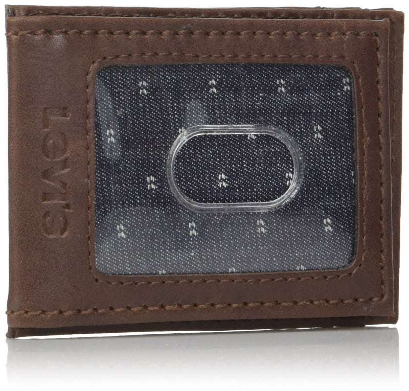[Australia] - Levi's Men's Slim Front Pocket Wallet One Size Dark Brown RFID 