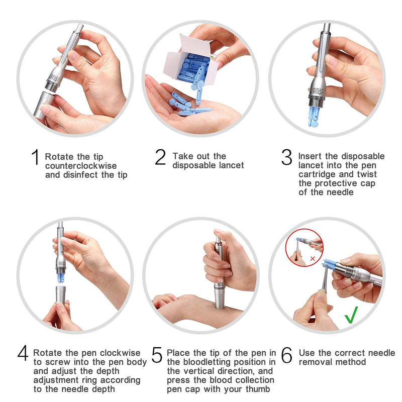[Australia] - Lancing Device for Three Needles of Safety Steril Acupuncture and Cupping with Two Box 100pcs 23G Lancet 1 Count (Pack of 1) Three Head Blood Lancing Device 