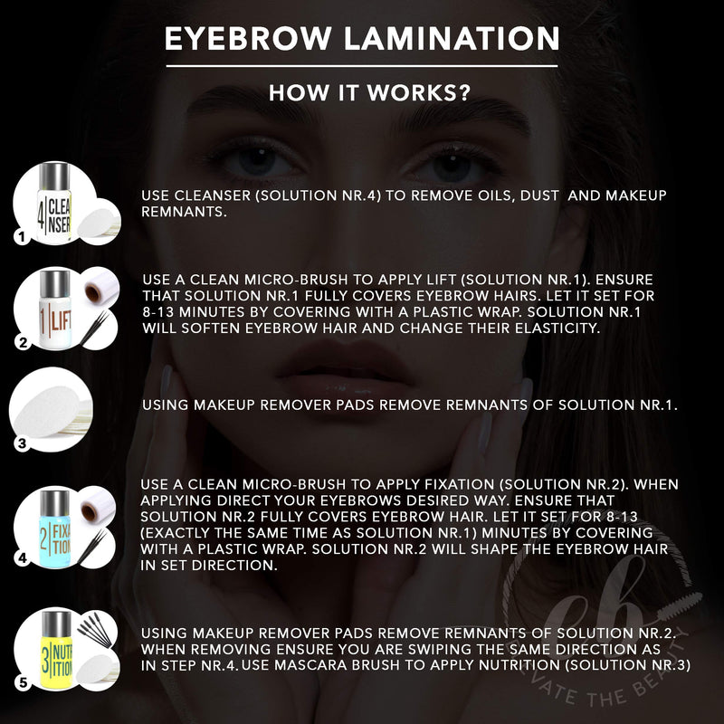 [Australia] - Elevate the Beauty Eyebrow And Lash Lamination Kit | DIY Perm For Lashes and Brows | Professional Lift For Trendy Fuller Brow Look And Curled Lashes | Eyebrow Brush And Eyelash Micro Brushes Added 