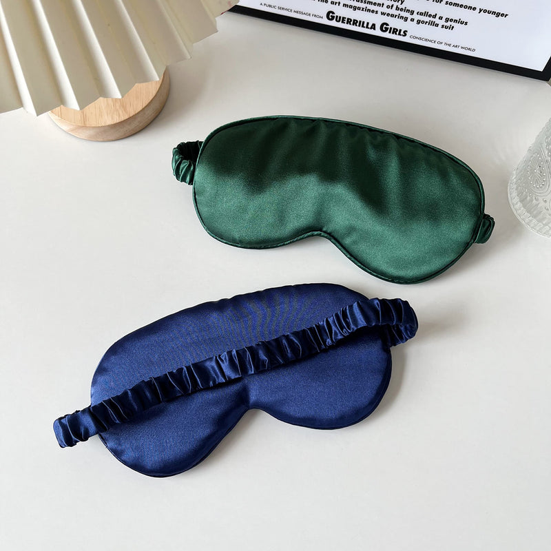 [Australia] - ECHOLLY Sleep Eye Mask-Perfect Light Blockout Comfort Soft Eye Mask for Women Men-100% Silk Eye Mask 2 Pairs of Ear Plugs Eye Mask for Sleeping with Pouch for Travelling(Green) Blackish Green 