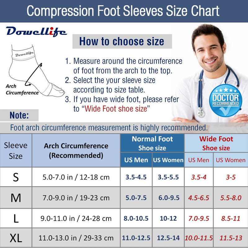 [Australia] - Dowellife Plantar Fasciitis Socks, Ankle Brace Compression Support Sleeves & Arch Support, Foot Compression Sleeves, Ease Swelling, Achilles Tendonitis, Heel Spur for Men Women Black Small 