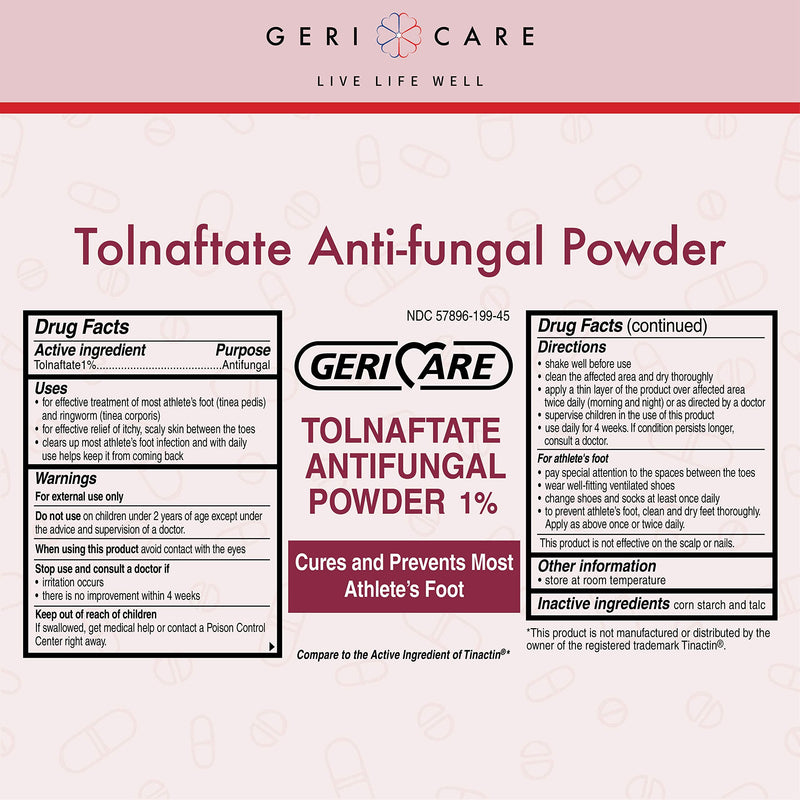 [Australia] - Tolnaftate Antifungal Powder 1% by Geri-Care | Athlete's Foot Care | 45g Bottle 