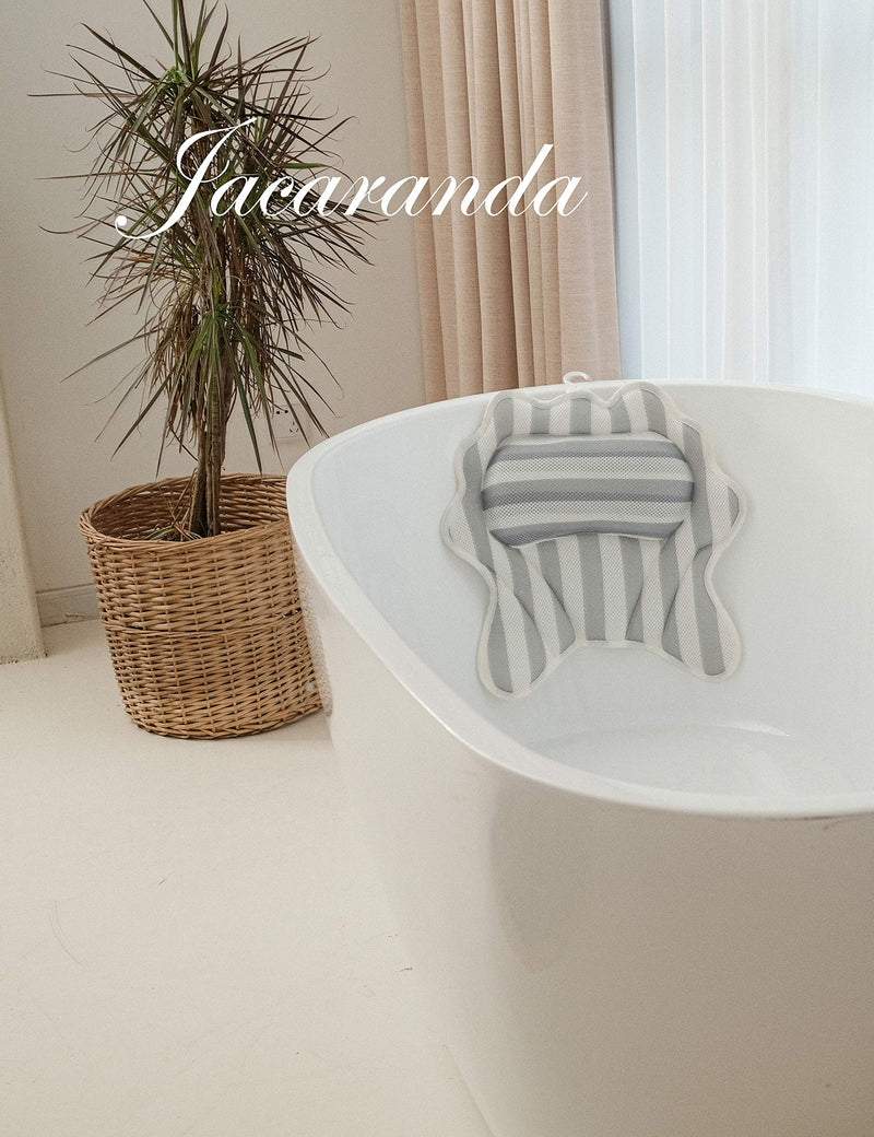 [Australia] - JACARANDA Bath Pillow Luxury Bathtub Pillow-Ergonomic Bath Pillows for Tub Neck and Back Support-Bath Tub Pillow Rest 3D Air Mesh Breathable Bath Accessories for Women & Men-6 Non Slip Suction Cups 