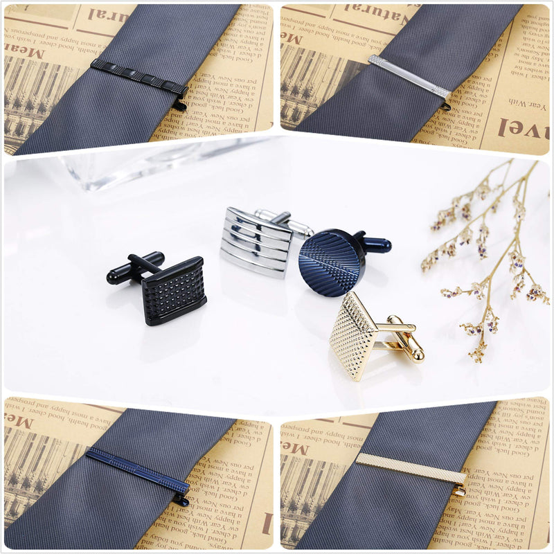 [Australia] - Jstyle Tie Clip and Cufflink Set for Mens Tie Bar Clips Cufflinks Shirt Wedding Business with Gift Box 