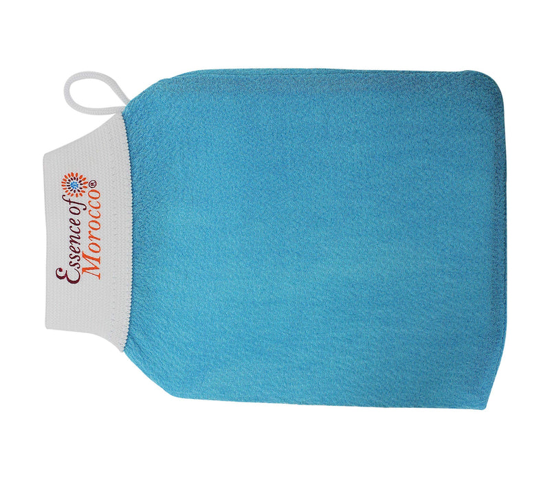 [Australia] - Moroccan Exfoliating Kessa Glove Blue Hammam Exfoliation Scrubbing Mitt Spa Scrub Made in Morocco Premium Quality (Triple Pack) Pack of 3 