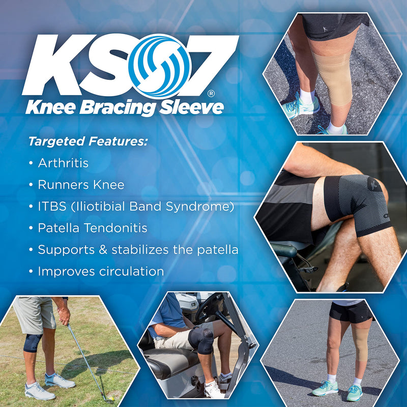 [Australia] - OrthoSleeve Knee Brace for ACL, MCL, Injury Recovery, Meniscus Tear, knee pain, aching knees, patellar tendonitis and arthritis (Large, Tan, Single) Natural Large (Pack of 1) 