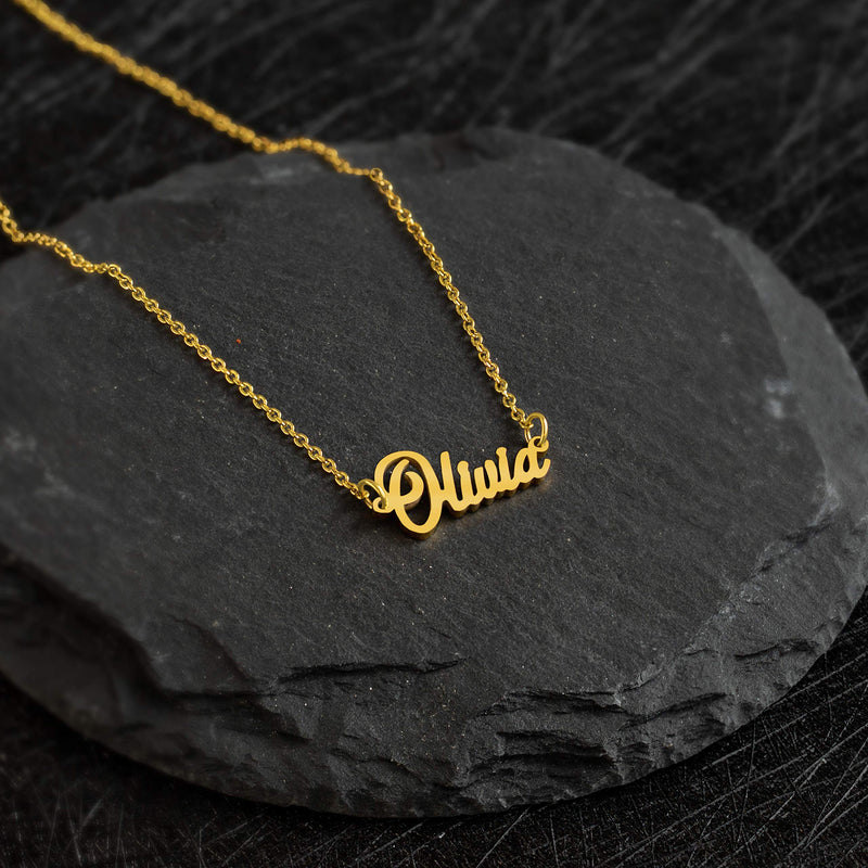 [Australia] - KISPER 18K Gold Plated Stainless Steel Personalized Name Pendant Necklace Christina 