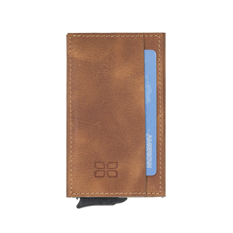 [Australia] - Bouletta Mens Minimalist Pop up Wallet RFID Blocking Slim Credit Card Holder Automatic Smart Wallets for Men Leather Case Brown 