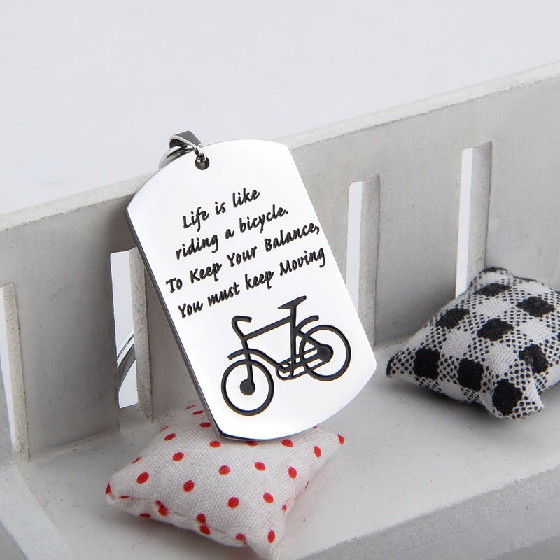 [Australia] - Gzrlyf Bike Keychain Bicycle Dog Tag Keychain Life is Like Riding A Bicycle Jewelry Cyclist Gift bicycle keychain 