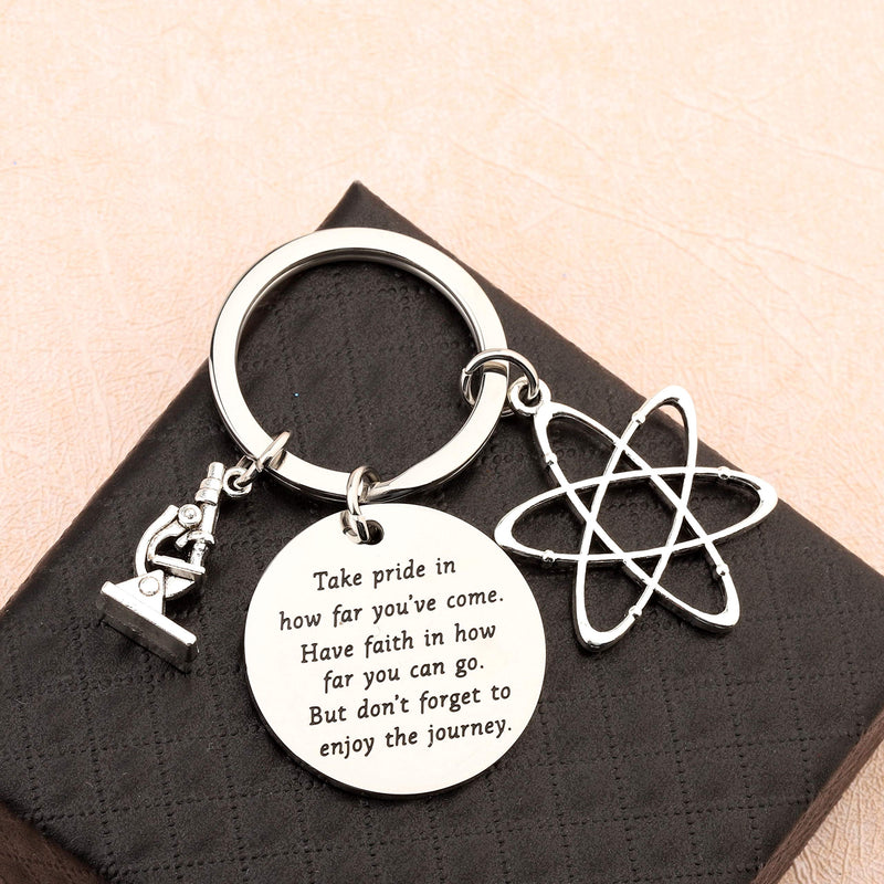 [Australia] - FUSTMW Science Keychain Chemistry Science Gifts Atom Microscope Keychain Scientist Physicist Chemist Graduation Gift Biology Jewelry Science Lovers Gift 