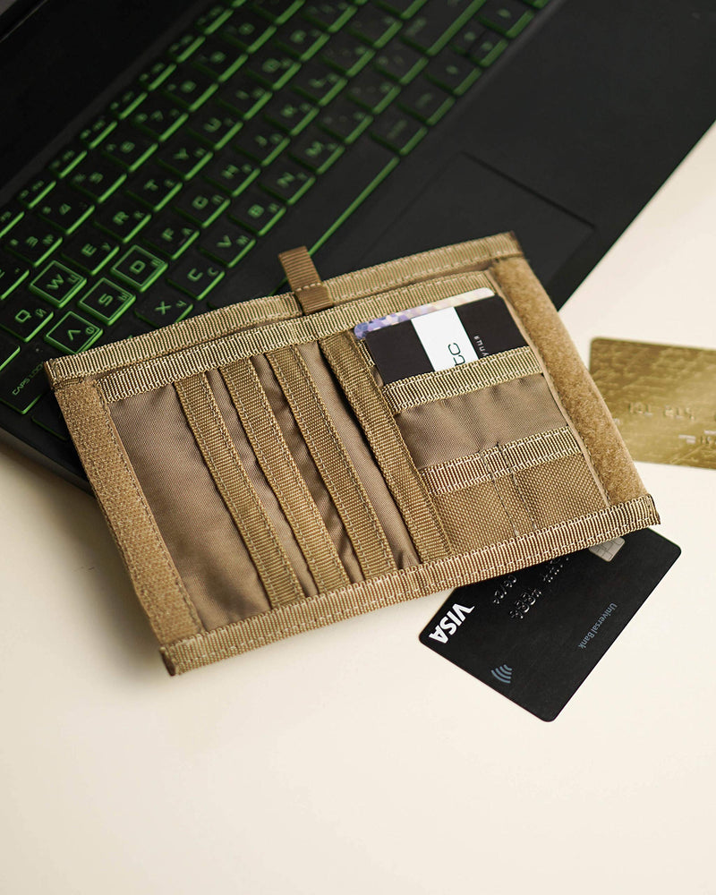 [Australia] - CHAMELEON Velcro Bifold Mens Wallet-Tactical Wallet-Thin Travel Front Pocket coyote 