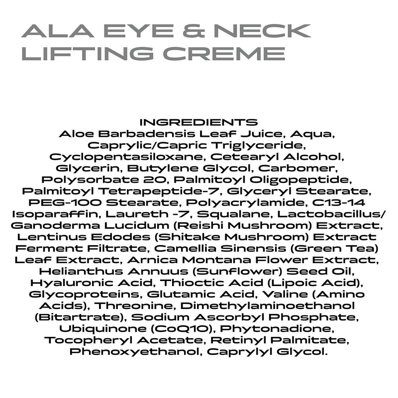 [Australia] - ALA EYE & NECK LIFTING CRÉME Matrixyl Anti-Aging Moisturizer Hyaluronic Acid with Matrixyl Peptides Moisturizing Eye Cream 