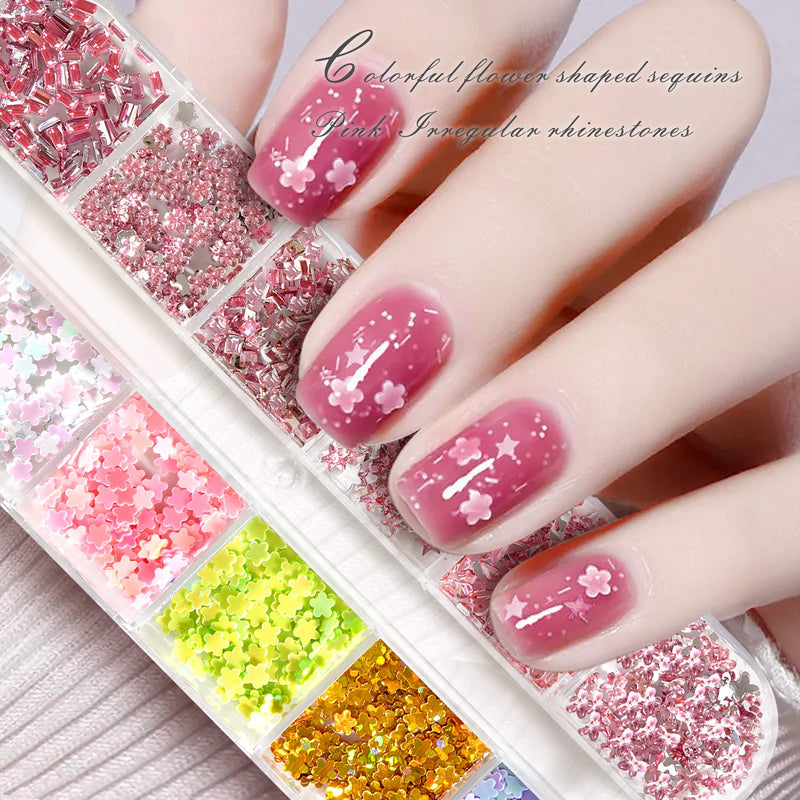 [Australia] - Nail Art Gems and Rhinestones, Nail Art Supplies Design Kit, Nail Stickers for Acrylic Nails, Nail Jewelry and Decorations, 6 Box of 72 Types, and Nail Accessories with Finger Separator, Tweezers etc 