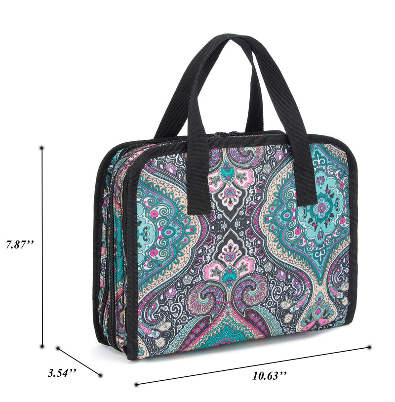 [Australia] - Pacmaxi 54 Bottles Essential Oil Storage Carrying Case With Clear Accessories Pocket-Three-layer Paisley Essential Oil Carrying Storage Bag Holds 10ml, 15ml and Roller Bottles (Paisley Blue) Blue Paisley 